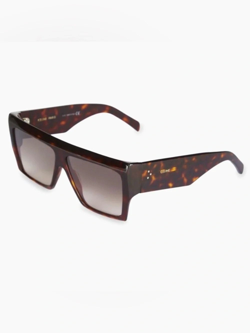 CELINE CL400921 60mm Oversized Square Unisex Sunglasses NWT Dark Havana 52F